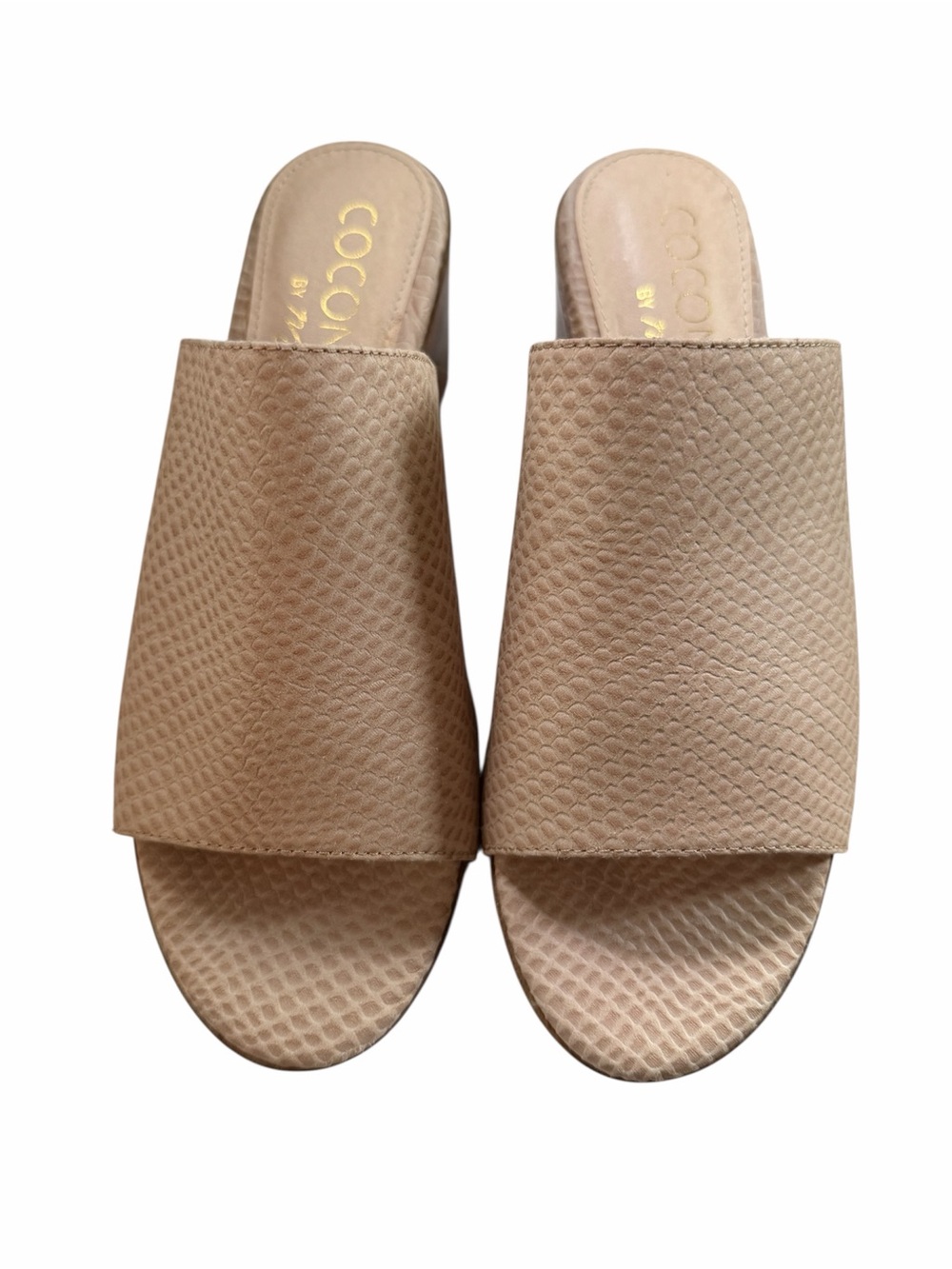 Coconuts by Matisse Freya Neutral Beige Faux-Snakeskin Wedge Mules 2.5” Heel 7M - Picture 4 of 8